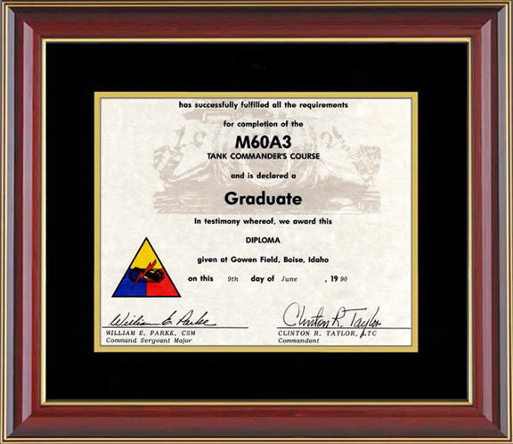 Gordon Gus Tank Commander Certification